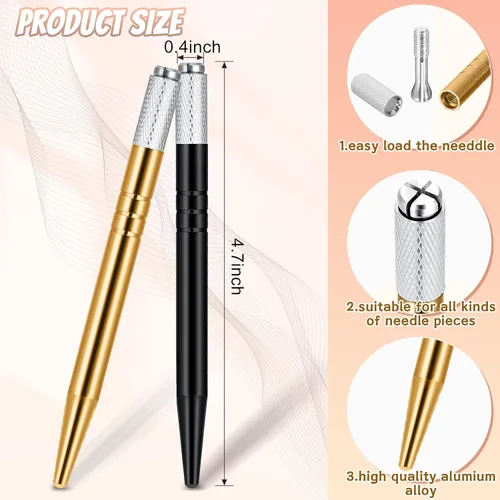 Miniatura 2 de Chumia 10 bolígrafos Microblading, bolígrafos manuales para cejas, herramientas manuales de aluminio, soporte manual ligero para suministros