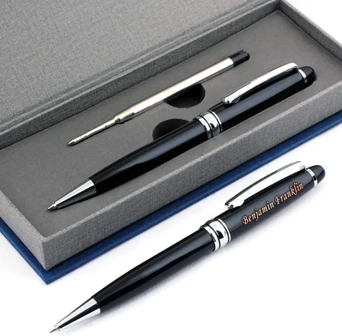 Miniatura 10 de Grabado gratuito – Bolígrafo de rodillo personalizado, bolígrafo de bola, bolígrafos recargables, lápiz retráctil de recarga mediana, tinta negra