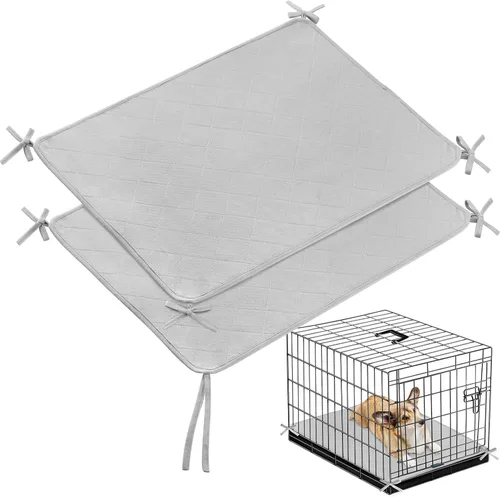 Miniatura 9 de Tapete impermeable para jaula de perro con cuerda, paquete de 2 (42 x 28 pulgadas), almohadillas lavables para orina para perros, almohadillas
