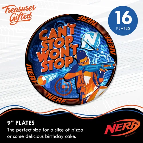 Miniatura 2 de Treasures Gifted Suministros para fiestas Nerf con licencia oficial – Sirve a 16 invitados – Juego clásico de vajilla – Decoraciones de fiesta