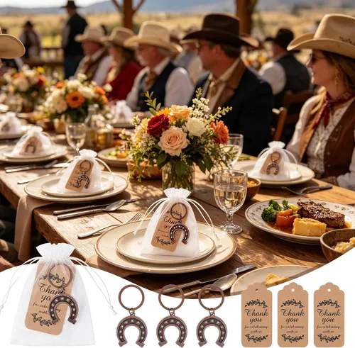 Miniatura 6 de 50 Pcs Lucky Cast Iron Horseshoe Bottle Opener with Kraft Tags Sheer Bags, Good Luck Keepsake for Rustic Wedding Bridal Shower Birthday Bar Cowboy