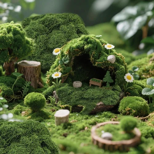 Miniatura 4 de Musgo verde falso de 7.05 onzas para plantas, musgo artificial para decorar musgo sintético para manualidades, centros de mesa, hadas, jardín