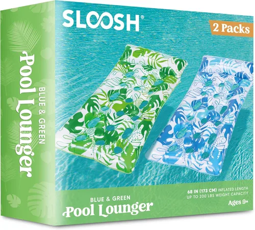 Miniatura 8 de SLOOSH Paquete de 2 flotadores inflables para piscina, tamaño XL, para adultos, con reposacabezas, balsa de bronceado solar, lago, playa, piscina