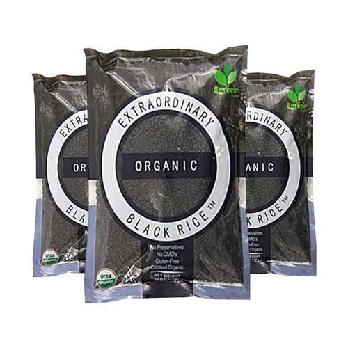 Bgreen Arroz negro orgánico paquete de 3 sin OMG Kosher sin gluten, 3 libras