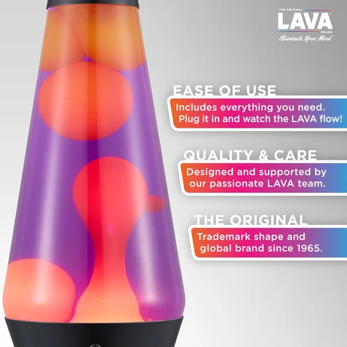 Miniatura 7 de Lava The Original Lamp - 14.5" Evenfall - Lámpara de movimiento líquido retro cohete - Cera amarilla y líquido púrpura - Artículo #2391