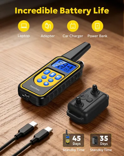 Miniatura 8 de Collar Eléctrico de Entrenamiento para Perros con Control Remoto 500M, E-Shock, Modos de Entrenamiento Seguros, Collares Recargables Impermeables