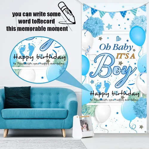 Miniatura 7 de Sumind Letrero de bienvenida para baby shower, con texto en inglés "It's a Boy", cartel de bienvenida para baby shower, 70.87 x 35.43 pulgadas