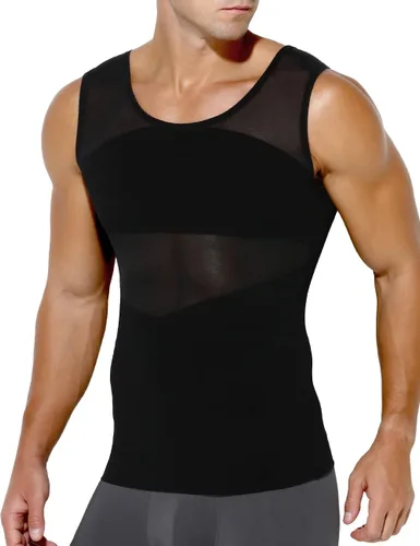 Arjen Kroos Camisa adelgazante para hombre con malla, camiseta de compresión con elasticidad en 4 direcciones, moldeador del cuerpo para pecho,