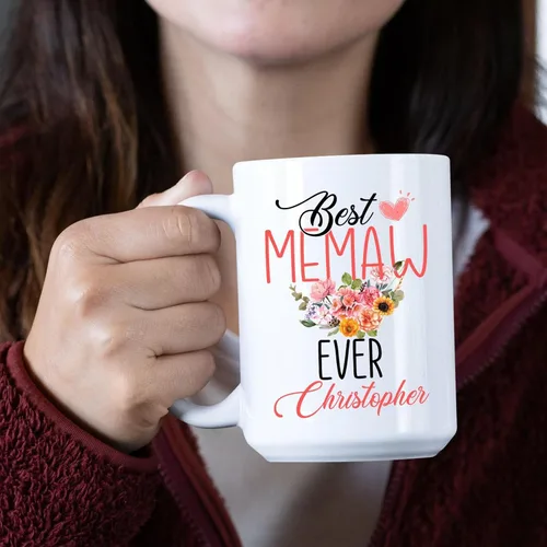 Miniatura 3 de Taza de café con texto en inglés "Best Memaw Ever", taza de cerámica personalizada con memaw única, taza de cerámica con la frase "Best Memaw Ever