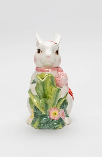 Miniatura 6 de Cosmos Gifts 10445 Tetera de conejo primaveral de cerámica fina con tulipán rosa y flores, 7-5/8" L