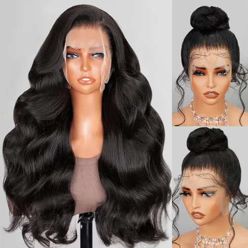 Miniatura 8 de Arabella - Pelucas de cabello humano con encaje frontal 360 FBP30 con reflejos degradados, pelucas de cabello humano 12A, pelucas de encaje Peluca