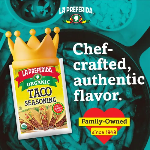 Miniatura 3 de La Preferida Condimento orgánico para tacos (mezcla de especias mexicanas hecha a mano por el chef) comino, pimentón, ajo – Certificado USDA, sin