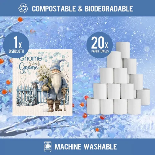 Miniatura 2 de Paños de cocina suecos reutilizables, absorbentes, toallas de mano para cocina, paños de limpieza de secado rápido, paño de esponja de celulosa Azul