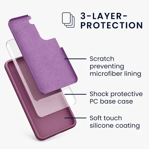 Miniatura 2 de kwmobile Funda compatible con Samsung Galaxy S22 - Funda de silicona TPU con acabado suave - Violeta orquídea