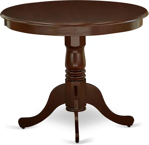 Miniatura 5 de East West Furniture AANCA5-MAH-W Juego de mesa de comedor de 5 piezas incluye una mesa de cocina redonda con pedestal y 4 sillas de comedor, 36 x 36