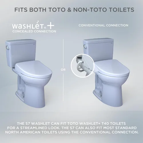 Miniatura 2 de TOTO® WASHLET®+ S7 - Asiento electrónico de inodoro con bidé con limpieza de varilla EWATER+® y taza clásica, alargado, color blanco algodón