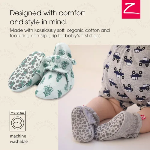 Miniatura 2 de Zutano - Botines de algodón orgánico para bebés, de suela antideslizante suave, calzado suave fácil de poner