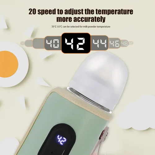 Miniatura 6 de Calentador de biberones, calentador de biberones portátil de 18 W, calentador de biberones de calentamiento rápido, temperatura ajustable, Verde