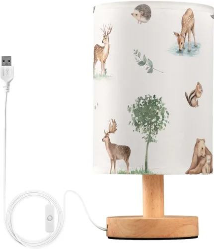 Miniatura 23 de Bedside Table Lamp Cute Highland Cow Animal Nightstand Lamp with Wood Desk Lamps for Bedroom Living Room Nursery Office Home Decor