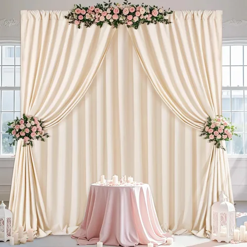 Miniatura 13 de Cortinas de Telón de Fondo Blanco de 2 Paneles 5 x 1,5 m de Poliéster, Telón de Fondo para Fotografía, Cortinas para Decoración de Fondo de Boda