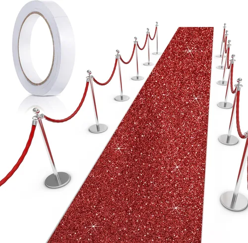 Miniatura 20 de Tatuo Alfombra de pasillo de 2.46 x 30 pies, grosor de 55 GSM con cinta para alfombra para baile de graduación, boda, exterior, interior, pasillo