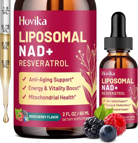 Suplemento NAD liposomal - 1200mg de NAD+ en gotas líquidas para mujeres y hombres con resveratrol, extracto de pimienta negra - Apoyo