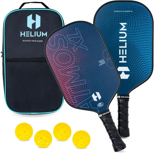 Helium Juego de 2 palas de pickleball de fibra de carbono profesional, con certificación USAPA, textura de alto giro, núcleo de panal ligero (2
