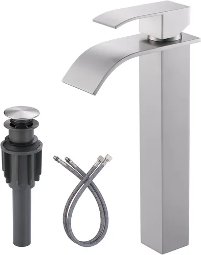 Miniatura 13 de Grifo de Baño de Bronce Frotado con Aceite: Grifo con Caño de Cascada ARCORA para Lavabo de Baño, Grifo Mezclador de Una Sola Manija, Grifo