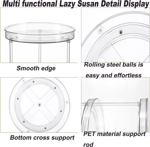 Miniatura 4 de Mesa giratoria Lazy Susan de 9.25 pulgadas, organizador giratorio de plástico transparente para gabinete, refrigerador, rotación de 360°, fácil