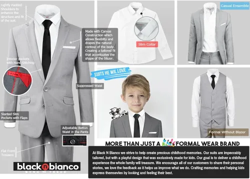 Miniatura 6 de Black n Bianco Signature - Traje completo para niño ajustado