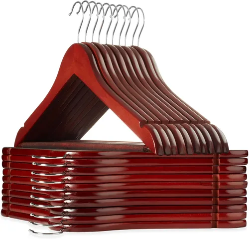 Miniatura 10 de Casafield - 20 Perchas de Traje de Madera de Nogal - Madera de Loto Premium con Muescas y Gancho Giratorio Cromado para Ropa de Vestir, Abrigos