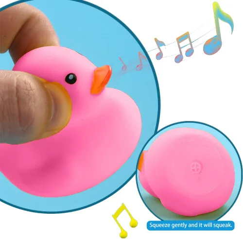 Miniatura 3 de 16 patos de goma rosa para niños, patos de goma chirriantes a granel, patos de goma para baby shower, decoración de patos de fiesta (2.2 pulgadas)