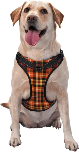 Miniatura 13 de Arnés para perro sin tirones, Royal Stewart Tartán clásico rojo escocés a cuadros ajustable reflectante transpirable Oxford chaleco suave para Royal