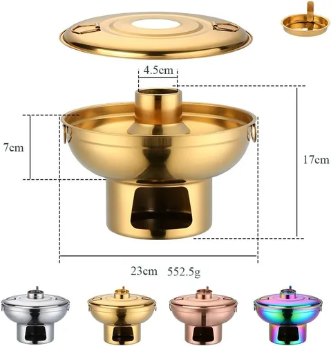 Miniatura 6 de Olla de acero inoxidable dorada duradera para fondue de postre, olla multiusos para frutas, perfecta para reuniones familiares, fiestas de Oro