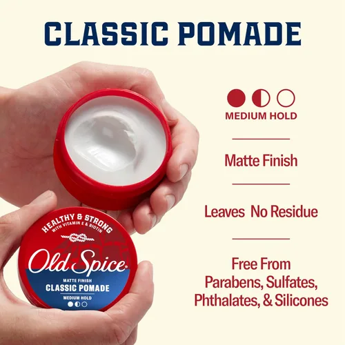 Miniatura 6 de Old Spice Pomada clásica para hombres, sujeción media, bajo brillo, peinado de cabello masculino, 2.22 onzas cada una, paquete doble