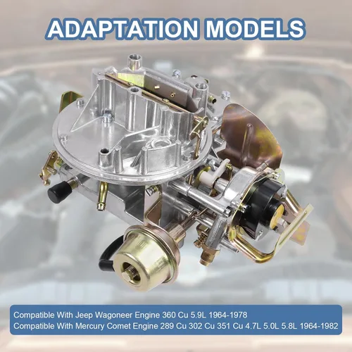 Miniatura 3 de Carburador de 2 barriles compatible con motor Ford Mustang 289 302 351 Cu Jeep 360 Cu, reemplaza el estrangulador eléctrico de 2100 2150