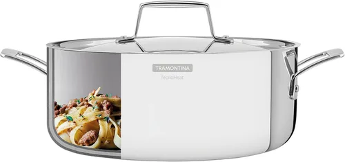 Miniatura 2 de Tramontina 62143/240 - Cacerola de dos asas, color grano, acero inoxidable, las tres capas, apta para lavavajillas, compatible con gas, fabricada