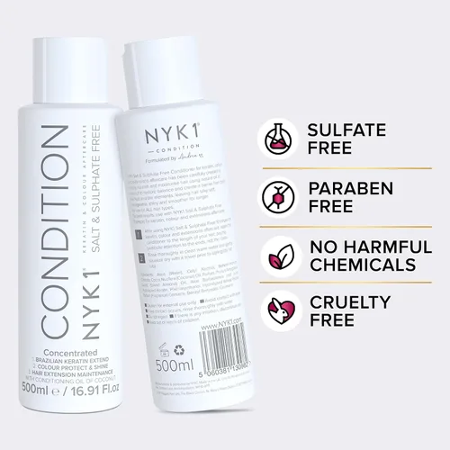 Miniatura 9 de NYK1 Acondicionador sin sal ni sulfato (16.9 fl oz) sin sulfato para extensiones, tratamiento de color y queratina, cuidado posterior