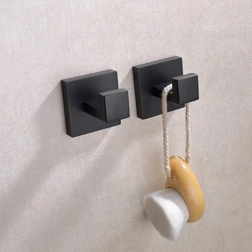 Miniatura 4 de TASTOS Ganchos para toallas de baño, color negro mate, paquete de 2 ganchos de acero inoxidable para bata y ropa, gancho de pared resistente