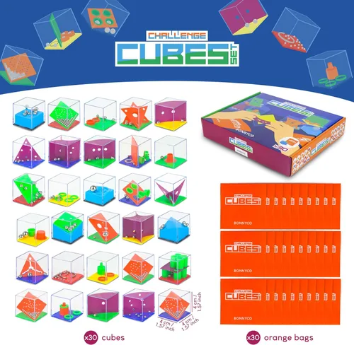 Miniatura 10 de BONNYCO Cubos de Rompecabezas Mentales para Niños, Paquete de 30. Rellenos para Bolsas de Golosinas de Piñata para Niños de 3-5 y 4-8 años, Regalos