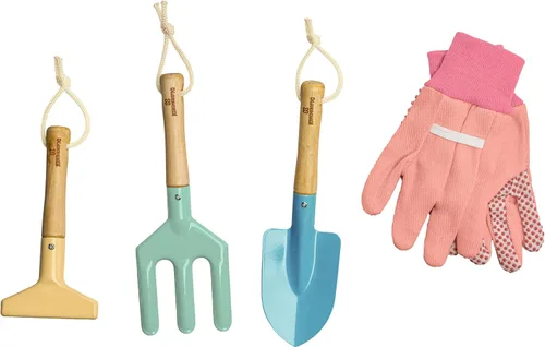 Miniatura 3 de Juego de jardinería, kit de herramientas, para niños, STEM, incluye bolsa de mano, pala, regadera, rastrillo, tenedor, paleta y guantes (Petal)