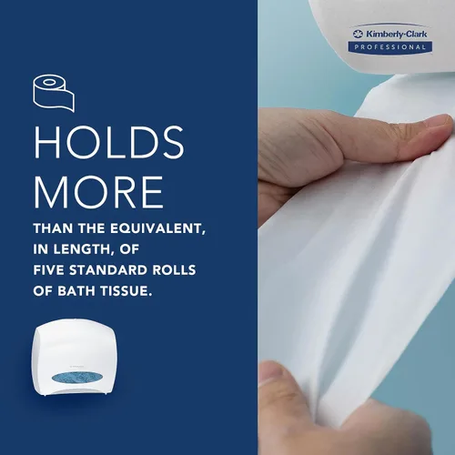 Miniatura 5 de Kimberly Clark Professional JRT Jr. Escort Jumbo Roll. Dispensador de papel higiénico comercial (09508), con rollo de trozo, 16 x 13.88 x 5.75