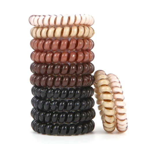 Miniatura 14 de Lazos para el cabello en espiral sin arrugas, coloridos lazos para el cabello sin rastro, lazos elásticos para el cabello, lazos para el cabello