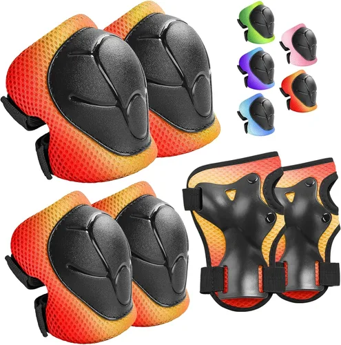 Miniatura 14 de Wemfg - Juego de protección para niños, rodilleras para niños de 3 a 14 años, rodilleras y coderas con protectores de muñeca 3 en 1 para patinaje