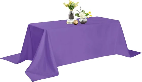 Miniatura 62 de Mantel de poliéster lavable de 90 pulgadas, resistente a las manchas y a las arrugas, mantel decorativo para mesa de comedor, fiestas de bufé y Negro