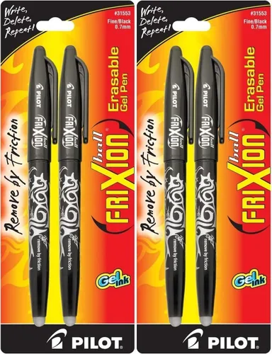 Miniatura 2 de PILOT FriXion Ball - Bolígrafos de tinta de gel borrables y recargables, punta fina, tinta negra, paquete de 4
