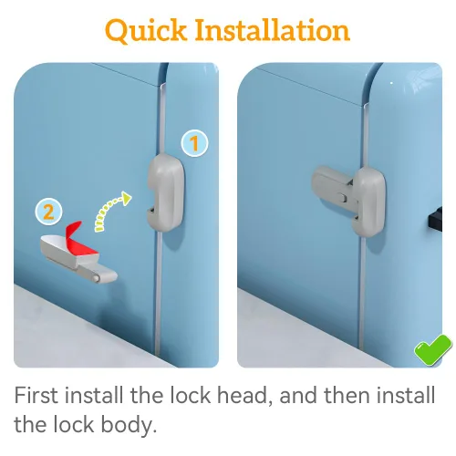 Miniatura 5 de SAFELON Cerradura de seguridad para nevera, 2 unidades, para nevera, congelador, a prueba de niños, protege los refrigeradores con tiras de sellado