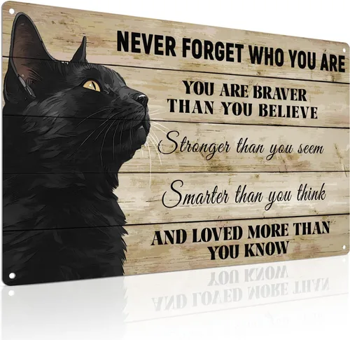 Miniatura 10 de ALKB Divertido letrero de gato negro – I Do What I Want - Letreros de metal para amantes de los gatos, regalo para decoración de pared en casa