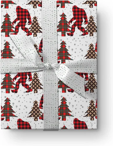 Miniatura 6 de Papel de regalo de lujo de Navidad con diseño de pie grande, papel de regalo grueso para árbol de Navidad, decoración de Navidad Sasquatch