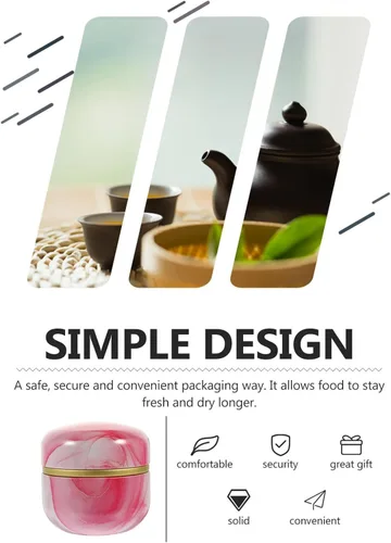 Miniatura 9 de Luxshiny Bote de té de hojas sueltas de estilo japonés portátil para almacenamiento de té, tarro de hojalata redondo decorativo para alimentos secos